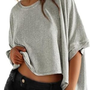 Dokotoo Oversized Tops Summer Shirts 2026 Fall T Shirts for Women Basic Tee | Short Sleeve,Crewneck,Casual Trendy,Plus Size,Workout Gym Clothes,Crop Tops,Fashion Clothing