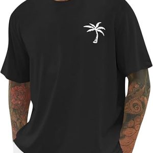 Mens Short Sleeve T-Shirt Graphic Loose Fit Tee Crew Neck Palm Tree Summer Shirts