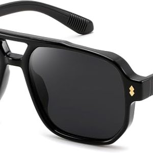 FEISEDY Retro Aviator Square Polarized Sunglasses Women Men Trendy B0444 | 100% UV400 protection, Medium-to-Large face, Hydrophobic coating, All-day wearability, 50% recycled materials