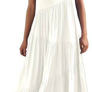 ANRABESS Women Summer Casual Loose Sleeveless Sundress Spaghetti Strap Flowy Boho Linen Beach Vacation Maxi Long Dress