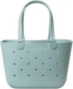 Simple Modern Waterproof Rubber Beach Bag | Large | Green | Getaway Tote Bag with Zipper Pocket, Beach Tote & Pool Bag for Travel, Boat, Groceries | Beach Essentials | Sea Glass Sage