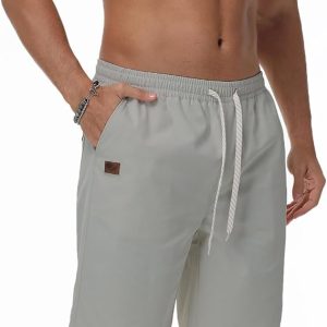 Mens Casual Shorts Summer Drawstring Twill Chino Short Golf Vacation Jogger Elastic Waist Short with 4 Pockets