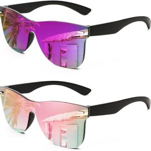 FEISEDY Womens Men Sunglasses Trendy Mirrored Reflective Sun Glasses B4114 | UV Protection Trendy Designer Cute Shades Daily Wear, Outdoor, Driving, and Beach Essentials