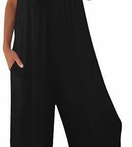 Nfsion Women's Summer Casual Loose Tank Jumpsuit Sleeveless Crewneck Long Pants Jumpsuit Romper with Pockets