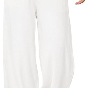 UMIPUBO Womens Linen Pants Flowy Palazzo Wide Leg Pants | Casual Pants,High Waisted Drawstring Trousers,Drawstring Elastic Waist Trousers,Summer Beach Vacation Pants