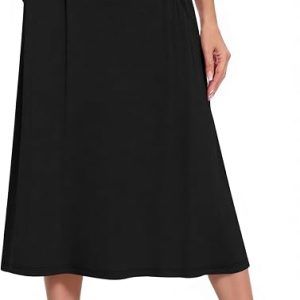 Women's Midi A-Line Skirts Summer Flowy 2026 Elastic High Waisted Casual Skirt with Pockets