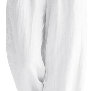 LOMON Linen Pants Women Wide Leg Palazzo Summer Flowy Pants Beach Vacation Clothes Elastic Waist Travel Trousers with Pockets