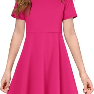 Imily Bela Girls Summer Short Sleeve Dress 5-14 Years | A Line, Swing Basic, Skater Twirl, Party Dresses