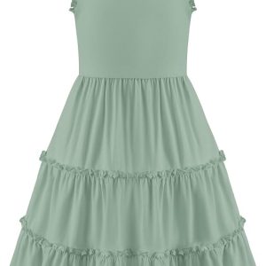 Arshiner Girls Summer Dress Tween Boho Casual Bowknot Strap Sundresses | Sleeveless, Swing, Flowy, Ruffle, Tiered, with Pockets