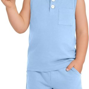 Toddler Boy Outfit | Sleeveless Tank, Shorts, 2-Piece Set, Beach Outfit, Summer, Casual, for Toddler Boy 18M-5T