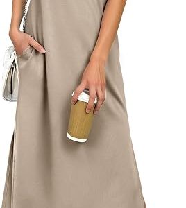 ANRABESS Womens Summer Casual Midi Dress Sleeveless Crewneck Loose Split Wrinkle-Free Beach Travel Vacation Long Sundress