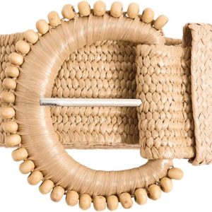 Verdusa Women's Round Buckle Straw Belts Boho Braided Waist Belt