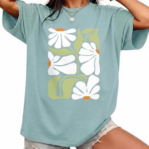 Oversized Tshirts for Women Summer Graphic Tees Casual Short Sleeve Tops | Summer Loose Casual Tee Workout Tops, Vintage Floral Shirts, Soft Baggy T Shirts, Crewneck Basic Tops