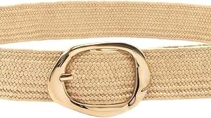 LJCZKA Women Straw Woven Elastic Wide Stretch Waist Belt Dress Belt Braided Waist Belt for Ladies Boho Belts for Dress Jeans