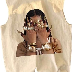 RoseSeek Summer Retro Graphic Tank Top Hippop Streetwear Y2K Tees | Graphic Oversized Tank Tops with Large Y2K Patern，Summer Vacation Outfits, Vintage Streetwear