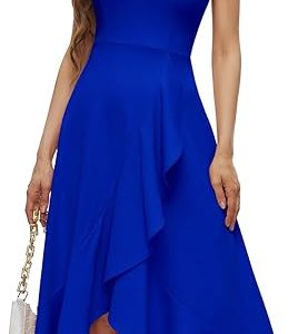 Bbonlinedress Halter Cocktail Women Formal Wedding Guest Hi-Lo Prom Dress | Maxi, Long, Ruffle, Homecoming, Evening Party Dress