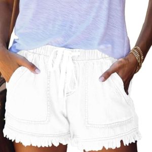 SESERAGI Womens Jean Shorts Elastic Waist Drawstring Casual Denim Shorts | Soft Casual Short Pants