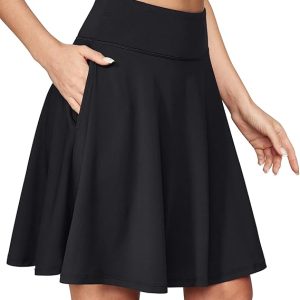 20'' Knee Length Skorts for Women with Pockets Skirt with Shorts Underneath | High Waisted Skirts for Golf, Tennis, Athletic, Dressy Casual, Tummy Control, Breathable, Built in Shorts, 1 Inner Pocket