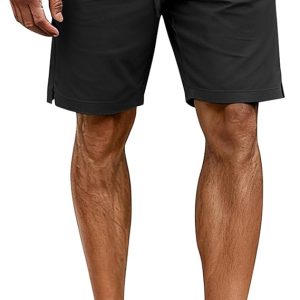 COOFANDY Mens Casual Shorts Cotton Drawstring Elastic Waist Lightweight 9" Chino Golf Shorts Summer Beach Shorts