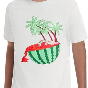 Haloumoning Boys T-Shirts, Short Sleeve Crewneck, 5-14 Years | Solid Basic, Casual Tops
