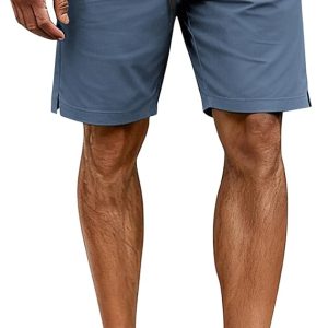 COOFANDY Mens Casual Shorts Cotton Drawstring Elastic Waist Lightweight 9" Chino Golf Shorts Summer Beach Shorts