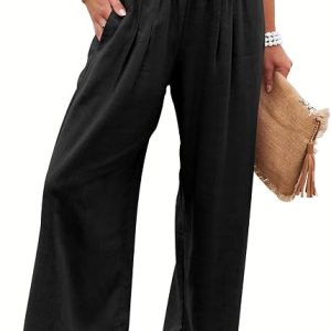ANRABESS Women Linen Palazzo Pants Summer Boho Wide Leg High Waist Casual Lounge Pant 2026 Beach Travel Vacation Outfits