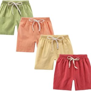 FedMois Boys' Summer Shorts Cotton, Pack of 4