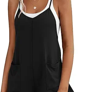 Ekouaer Rompers for Women Summer Casual Boho Short Jumpsuits Beach Outfits | Sleeveless Shorts Overalls, Adjustable Spaghetti Strap, Soft Comfy, Pockets, Daily Workout, Summer Outfit, Vacation Clothes