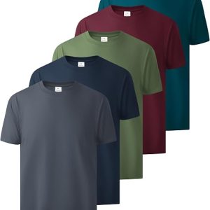 Little Beauty 5 Pack Men's T-Shirts Crew Neck Short Sleeve Cotton Tee Casual Summer Tops