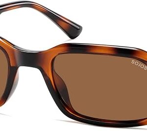 SOJOS Trendy Rectangle TR90 Polarized Sunglasses for Women Men SJ2711 | Unisex design lightweight flexible frame UV400 protection scratch resistant lenses driving fishing golf outdoor activities