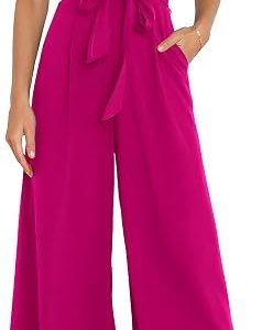 ANRABESS Women Summer Dressy Jumpsuits One Shoulder Sleeveless Casual Wide Leg Pants Romper Jumper 2026 Trendy Outfits