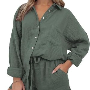 AUTOMET 2 Piece Sets For Women Lounge Wear Matching Two Piece Outfit | Oversized Shirts And Shorts,Summer Outfits 2026,Vacation Beach Outfits,Travel Outfits,Maternity sets