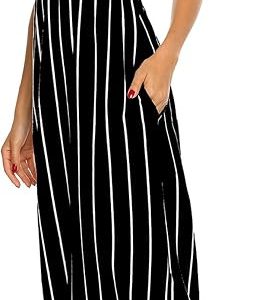 Hount Women's Summer Sleeveless Striped Flowy Casual Long Maxi Dress with Pockets
