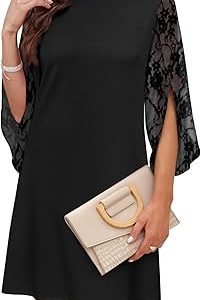 RUMIA Womens Cocktail Dresses Chiffon Sleeves or Lace Sleeves Black