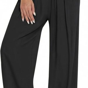 Women Wide Leg Casual Pants High Waist Palazzo Pants Summer Lounge Trousers with Pockets