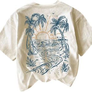 SOLY HUX Women's Summer Graphic Tee Tropical Short Sleeve Vacation Tops | Tropical Print, Crew Neck, Vacation T-shirts