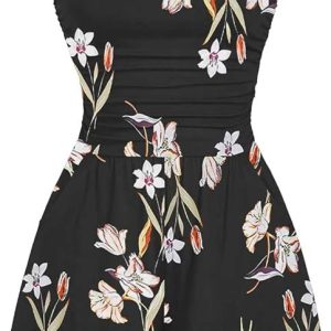 AUXDIO Women Summer Casual Strapless Romper Sleeveless Off Shoulder Short Jumpsuits 2026 Beach Vacation Clothes