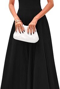 PRETTYGARDEN Women's Summer Pleated Midi Work Dress | Sleeveless A Line Knit Business Dresses, Spring Semi Formal Long Dress for Wedding Guest, Cocktail Party, Teacher Outfits