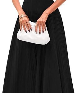 PRETTYGARDEN Women's Summer Pleated Midi Work Dress | Sleeveless A Line Knit Business Dresses, Spring Semi Formal Long Dress for Wedding Guest, Cocktail Party, Teacher Outfits
