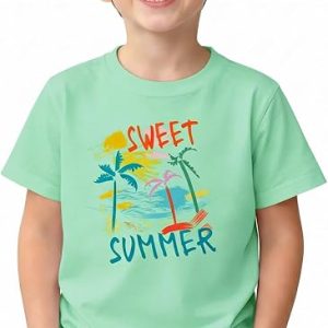 Haloumoning Toddler Baby Boy Short Sleeve Graphic T-Shirts Kids Dinos,Animals,Beach Summer Crew Neck Tee Tops 9M-8Y