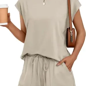 AUTOMET Womens 2 Piece Summer Matching Lounge Short Sets with Pockets | Two Pcs Beach Vacation Travel Outfit, Airport Resort Sweat Wear, Casual Loungewear, Trendy Fashion Clothing, Sweatsuit