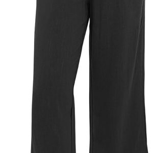 siliteelon Wide Leg Linen Pants Women Flowy Casual Summer Vacation Clothes | Elastic Drawstring Waist with Pockets, Lightweight, Breathable Ankle-Length, Cropped Linen, Beach Trips, Travel Outfits