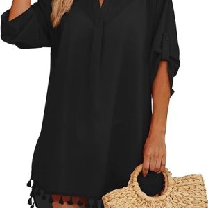 Women Swimsuit Cover Up Shirt 2026 Tassel Beach Bathing Suit for Swimwear Bikini Dress
