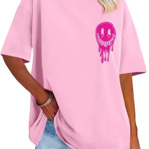 Womens Oversized Tshirt Graphic Tees Crew Neck Summer Short Sleeve Tops | Rosemia Graphic Oversized Tshirts Soft Smooth Tee Casual Tops Easy to Match All Season Wear with Varied Delicate Prints 2026