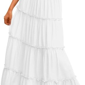 Trendy Queen Maxi Skirts for Women Boho Skirt with Pockets Summer Outfits | Beach Vacation Outfits,Summer Dresses 2026,Long Skirts,Summer Skirt,Rayon Blends Material