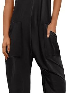 ANRABESS Jumpsuits for Women Casual Summer Overalls Sleeveless Spaghetti Strap Romper Jumpers Trendy Beach Vacation Outfits
