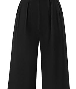 PRETTYGARDEN Cap Sleeve One Piece Jumpsuits for Women | Stretchy Ribbed Knit,Ruffle Sleeves,Ruched High Waist,Crewneck Wide Leg Date Night Rompers,Work Daily Casual Summer Outfits