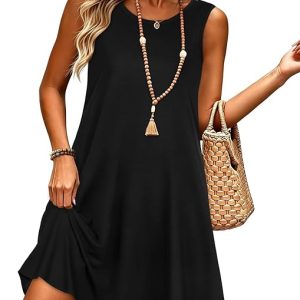 elescat Women's Summer Dresses 2026 Beach Casual Sleeveless Floral Print Tank Loose Sundress with Pocket