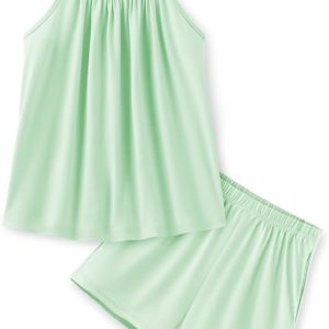 Arshiner Toddler Kids Summer Clothes 2 Piece Tank Top and Shorts Set | Girl Summer Clothes 2 Piece Loose Spaghetti Strap Tank Top and Short Set Kids Clothing Sets with Pockets