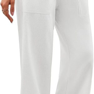 Yusongirl Linen Pants for Women Wide Leg Drawstring Summer Casual Lightweight with Pockets, Loose Palazzo Pants for Work